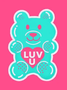'Schattige Gummy Bear met Hart' – Wandkunst van Ania Więcław als poster of acrylglasprint