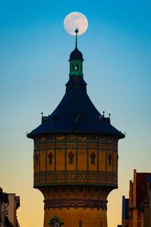 Water Tower with Moon Hat - Fineart photography by Martin Wasilewski