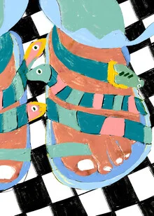 Illustration by Uma Gokhale: Feet in a forest with snakes, evoking a sense of adventure.