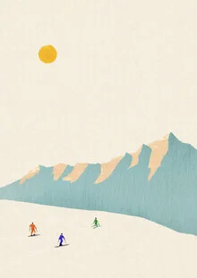 Wandbild 'Happier Skiers' – Kunst von Henry Rivers als Poster oder Acrylglasbild