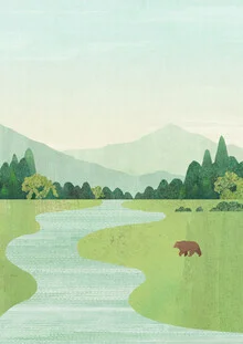 'Bear in the meadow' – Wall Art by Henry Rivers as Poster or Acrylic Glass Print