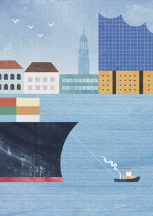 Wandbild 'Hamburger Hafen mit Elbphilharmonie' – Kunst von Henry Rivers als Poster oder Acrylglasbild