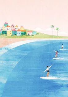 'Surf Beach' – Wall Art by Henry Rivers as Poster or Acrylic Glass Print
