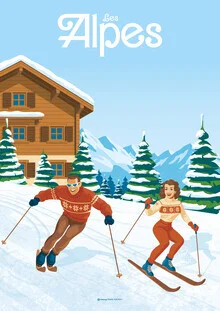 Wandbild 'The Alps vintage France Travel Poster Art Print' – Kunst von François Beutier als Poster oder Acrylglasbild