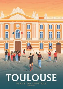 Wandbild 'Toulouse Place du Capitole France Travel Poster Art Print' – Kunst von François Beutier als Poster oder Acrylglasbild