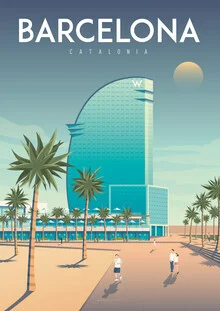 Wandbild 'Barcelona Spain Travel poster art print' – Kunst von François Beutier als Poster oder Acrylglasbild