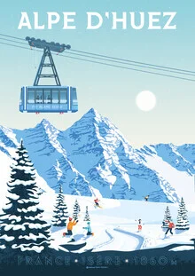 Wandbild 'Alpe d'Huez Ski resort France Travel poster art print' – Kunst von François Beutier als Poster oder Acrylglasbild