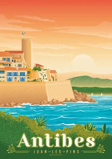 Wandbild 'Antibes French Riviera France Travel Posters art print' – Kunst von François Beutier als Poster oder Acrylglasbild
