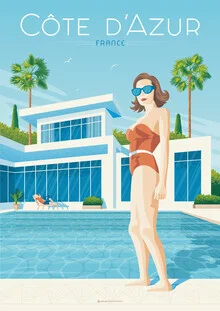 Wandbild 'French Riviera France Travel Poster Art Print' – Kunst von François Beutier als Poster oder Acrylglasbild