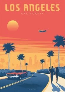 'Los Angeles California Travel Poster Art Print' – Wall Art by François Beutier as Poster or Acrylic Glass Print