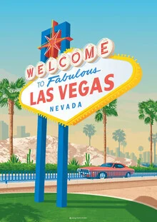 Wandbild 'Las Vegas Nevada Travel Poster Art Print' – Kunst von François Beutier als Poster oder Acrylglasbild