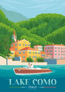 Wandbild 'Lake Como Italy Travel Poster Art Print' – Kunst von François Beutier als Poster oder Acrylglasbild