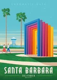 'Santa Barbara California Travel Poster Art Print' – Wall Art by François Beutier as Poster or Acrylic Glass Print