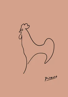 Picasso Rooster Line Drawing – Terracotta, Germany – wall art by Art Classics as Poster or Acrylic Glass Print