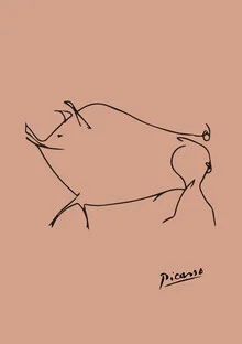 Picasso Wild Boar Line Drawing – Terracotta, Germany – wall art by Art Classics as Poster or Acrylic Glass Print