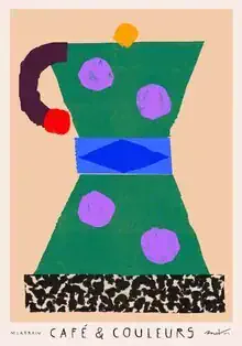 Fotokunst von Matías Larraín: mediterrane Mokkakanne in eleganten Farben