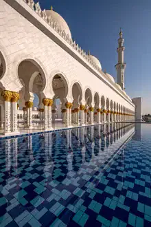 Photo art by Achim Thomae: Sheikh Zayed Mosque with gentle reflections in the water