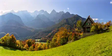 Photo art by Achim Thomae: picturesque Slovenian mountain landscape in autumn