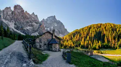 Photo art by Achim Thomae: picturesque autumn landscape in Val Venegia, South Tyrol