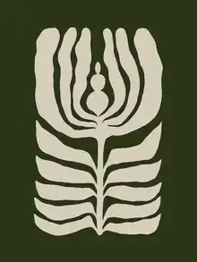 Wandbild von Gal Pittel: Abstrakte botanische Darstellung in sanften Grüntönen