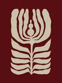 Wandbild von Gal Pittel: abstrakte florale Illustration in Rot