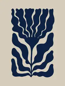 Wandbild mit blühenden Blumen in sanften Blautönen von Gal Pittel