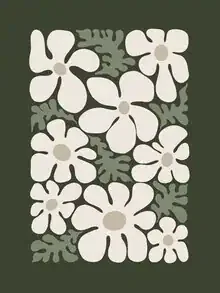 Abstrakte Illustration mit sanften Blumenmotiven in harmonischen Farben