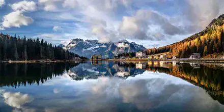 Photo art by Achim Thomae: Autumn colors at Misurina Lake in the Dolomites