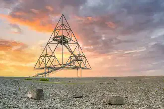 Photo art by Michael Valjak: Tetrahedron in Bottrop at sunset
