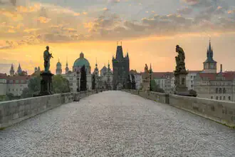 Photo art by Michael Valjak: Charles Bridge in Prague at sunrise