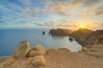 Photo art by Michael Valjak: sunrise over the cliffs of Madeira