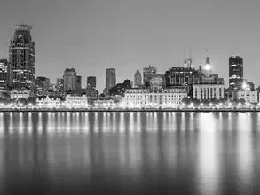 Photo art: Long exposure of Shanghai's modern skyscrapers in black and white