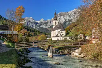 Autumn landscape with colorful foliage in the Bavarian Alps