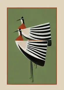 Illustration eines gestreiften Vogelpaares auf sanftem Hintergrund