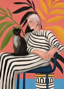Illustration von Branka Kodžoman: eine ruhige Katze in sanften Farben und harmonischem Stil