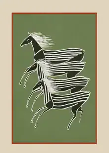 Illustration von Branka Kodžoman: gestreifte Pferde in einem stilvollen und modernen Design.