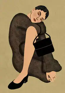 Illustration von Lemon Fee: stilvolles Porträt einer Frau in neutralen Farbtönen.