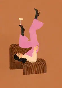 Illustration von Lemon Fee: festliche Darstellung mit einer Champagnerflasche