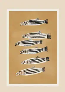 Illustration von Branka Kodžoman: minimalistische Darstellung von Fischen im Ozean