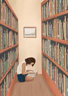 Illustration by Branka Kodžoman: a woman reading peacefully in a cozy corner