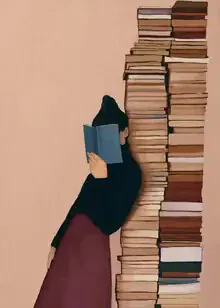 Illustration by Branka Kodžoman: woman reading in a calm, cozy atmosphere