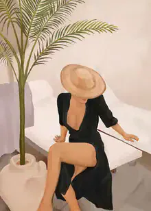 Illustration by Branka Kodžoman: a relaxed woman in summer light surrounded by plants.