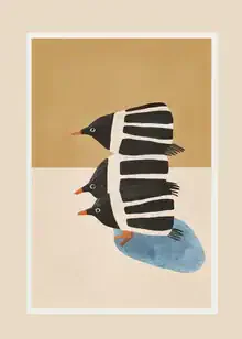 Illustration von Branka Kodžoman: minimalistische Pinguin-Stapel in sanften Farben