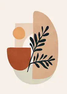 Illustration von Branka Kodžoman mit geometrischen Formen in sanften Erdtönen.