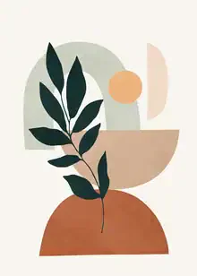 Abstraktes Wandbild mit sanften Formen in erdigen Tönen, das eine harmonische Atmosphäre schafft.