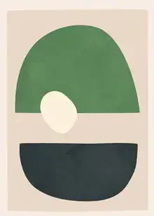 Abstrakte Darstellung in sanften Farben, ovalen Formen und organischen Texturen.