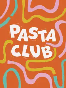 Wall art featuring retro typography: playful lettering with a pasta theme