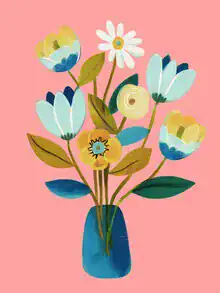 Illustration von Branka Kodžoman: lebendiger Blumenstrauß in sanften Rosa-Tönen