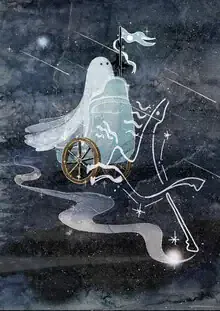 Wall art by Katherine Blower: a cute ghost with a humorous expression.