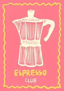 Wall art by Jacky Eitzert: colorful illustration featuring espresso theme